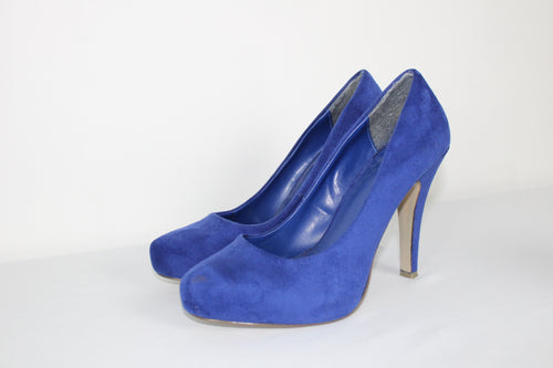 Blue close toed high heels