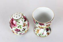 Load image into Gallery viewer, Vintage Floral Porcelain Egg Cup &amp; Salt Shaker
