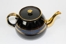 Load image into Gallery viewer, Vintage Gold, Black, &amp; Blue Teapot
